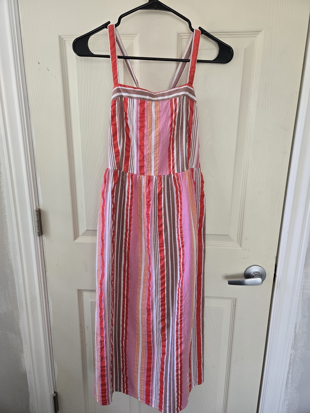 LOFT Pink and Red Striped Sundress